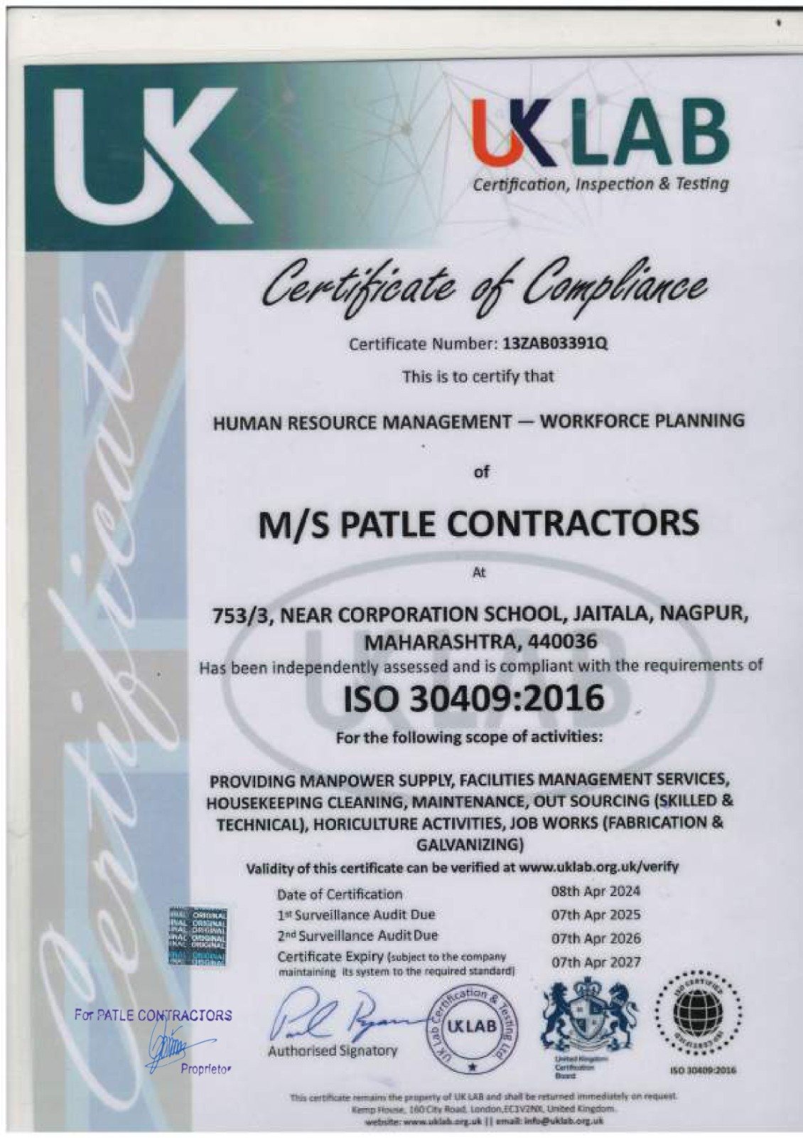 Certificate 1